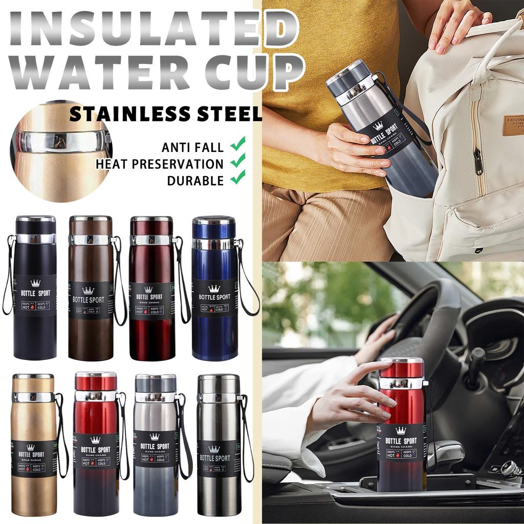 Stainless Steel Thermo Cup Portable Sling Travel Kettle Large Capacity Outdoor Sports Kettle