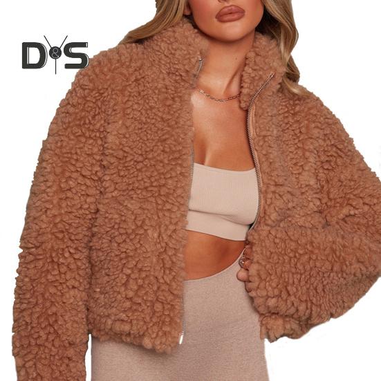 

Женская зимняя куртка короткого типа с воротником-стойкой, защитой шеи, застежкой-молнией, длинными рукавами, толстая плюшевая ветрозащитная женская повседневная куртка для активного отдыха S верблюд