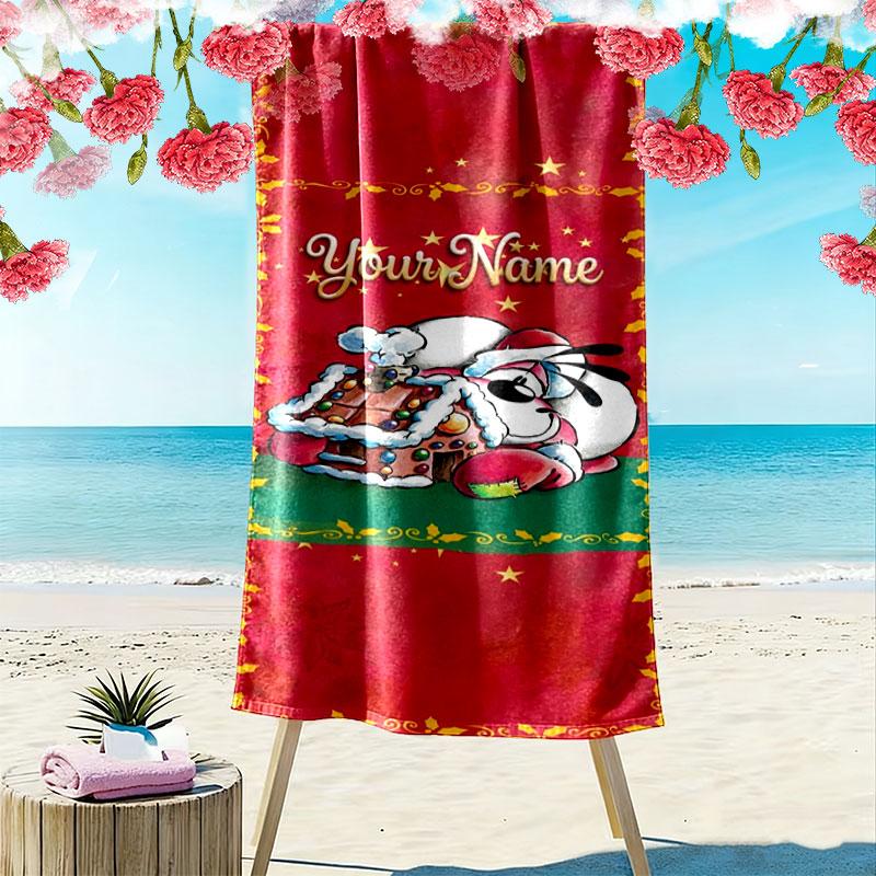 Diddl Custom Name Print Beach Towel, Large Soft Quick Dry Towel for Beach Camping Swimming