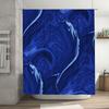 Modern Blue Marble Shower Curtain Bathroom Decor Waterproof Fabric Dark Navy Color Swirl Print for Bathtub Area