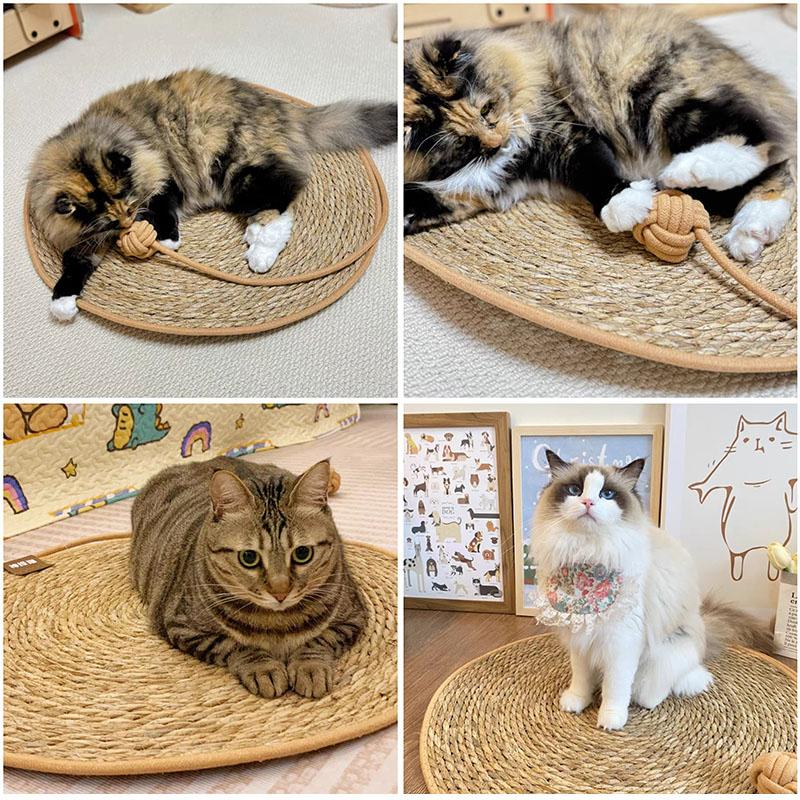 Kattenkrabber Rotan Mat Bord Kattenkrab voor Slijpen Nagels Krabber Kattenboom Krabpaal Sofa Matten Meubelbeschermer