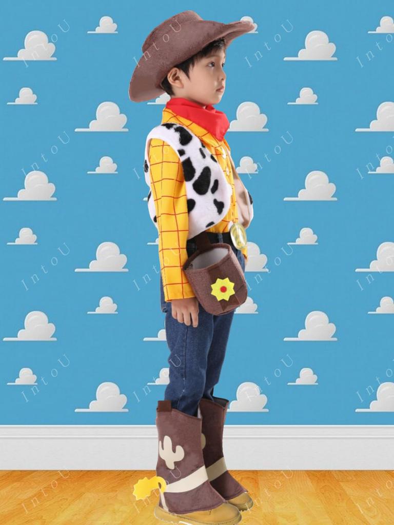 [IntoU] Toy Story Woody-style Cosplay Costume for Kids (Unisex) (120)