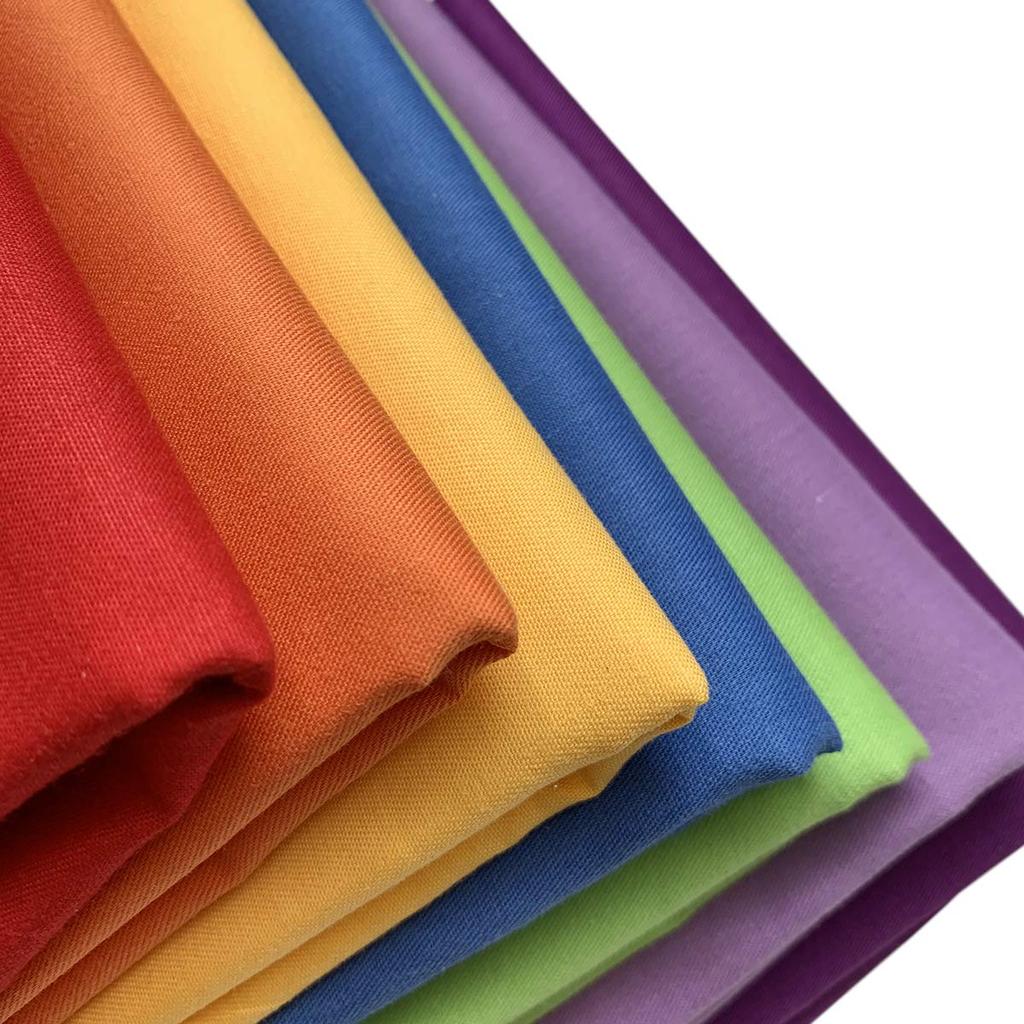 Set of 7 Solid Color Fabric for DIY Cutting 7 Colors Scraps, Colorful, 100% Cotton, Crafts, Cloths, 46x56cm, (Rainbow)
