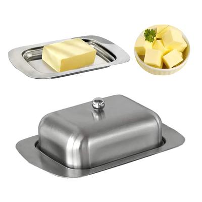 Smörskål Rostfri Smörskål Med Lock Solid Ost Smörbehållare Smör Ost Förvaringslåda Kök Porslin