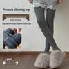 Women's Gray Striped Velvet-Lined Leggings: Thick, Slim-Fit, Winter-Ready Pantyhose