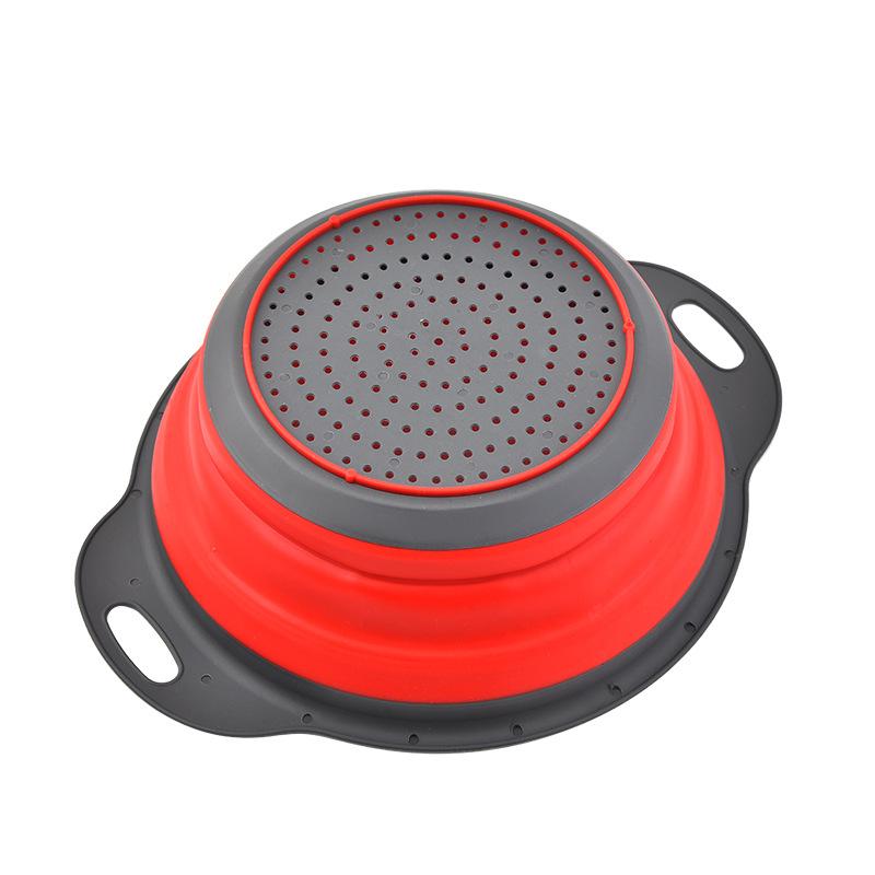 2Pcs Circular drain basket Retractable foldable fruit basket Round drain washing vegetable basket two-piece water filter basket