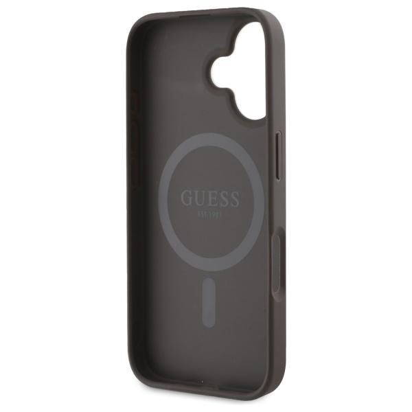 Guess Guhmp16Sp4Rpsw iPhone 16 6.1 Brązowy/Brown Twarde Etui 4G Nadrukowane Paski Magsafe