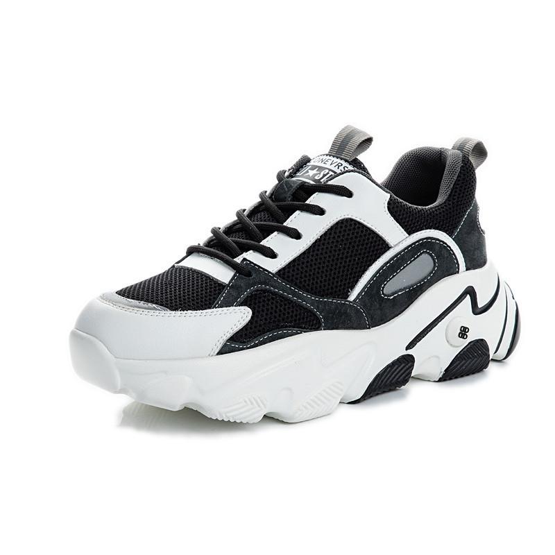 2025 sports shoes women's versatile casual platform dad shoes women's spring heightening breathable leather women's shoes Korean version trend