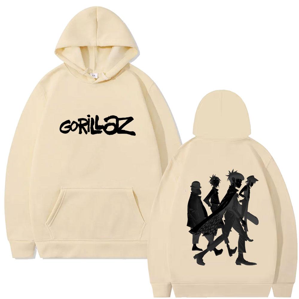 Limitierter Gorillaz-Hoodie mit Rockband-Print für Damen und Herren, lässiges Oversize-Sweatshirt mit Kapuze, modischer Fleece-Hoodie in hoher Qualität.