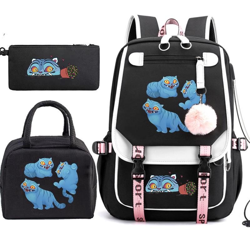 Hexenjäger Huntrx Campus Schultasche Mittel- und Oberschüler Lunchtasche Federmäppchen Rucksack 3-in-1 0724