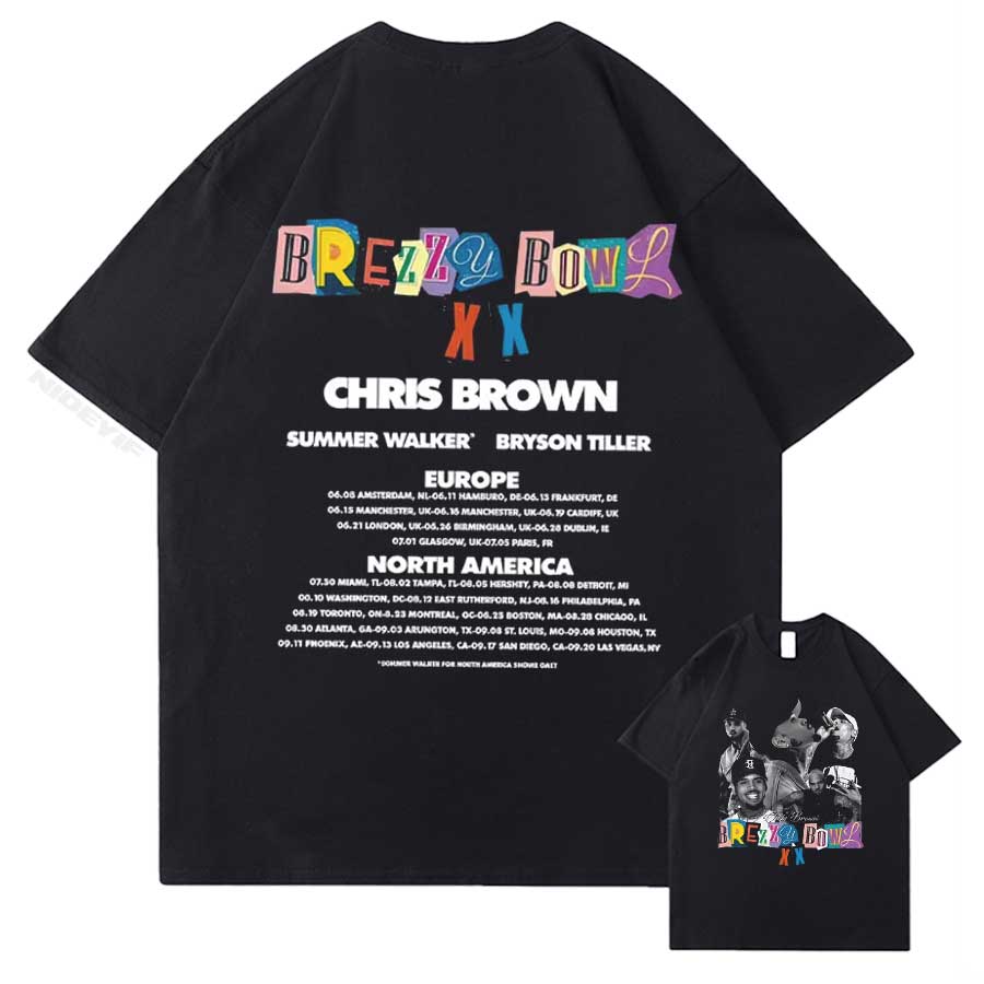 

2025 Chris Brown Tour Breezy Bowl XX Album Tour T shirt for Men Women Hiphop Streetwear Oversized Tops 100 Cotton TShirt CB5 S