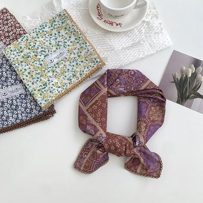 Women's Silk Scarves, Square Scarves, High-end Retro Flower Scarves, Headbands, Decorative Headscarves, Summer Women's Pastoral Hair Accessories