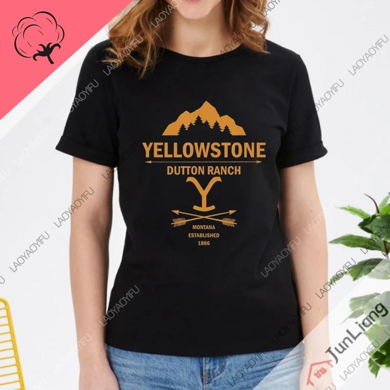 Cool Western Cowboy Womens Tshirt Woman Clothing Yellowstone TV 100 Cotton Y2k Mens for Men Funny Gifts Streetwear