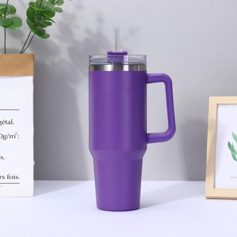 40oz Large Capacity Insulated Travel Mug With Handle Straw 304 Stainless Steel Vacuum Thermos Car Office Outdoor Use