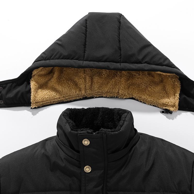 Winter Men's Fleece Warm Jacket Men Cotton Thick Thermal Hooded Coats Men Outdoor Windbreaker Padded Jackets Clothing Plus Size