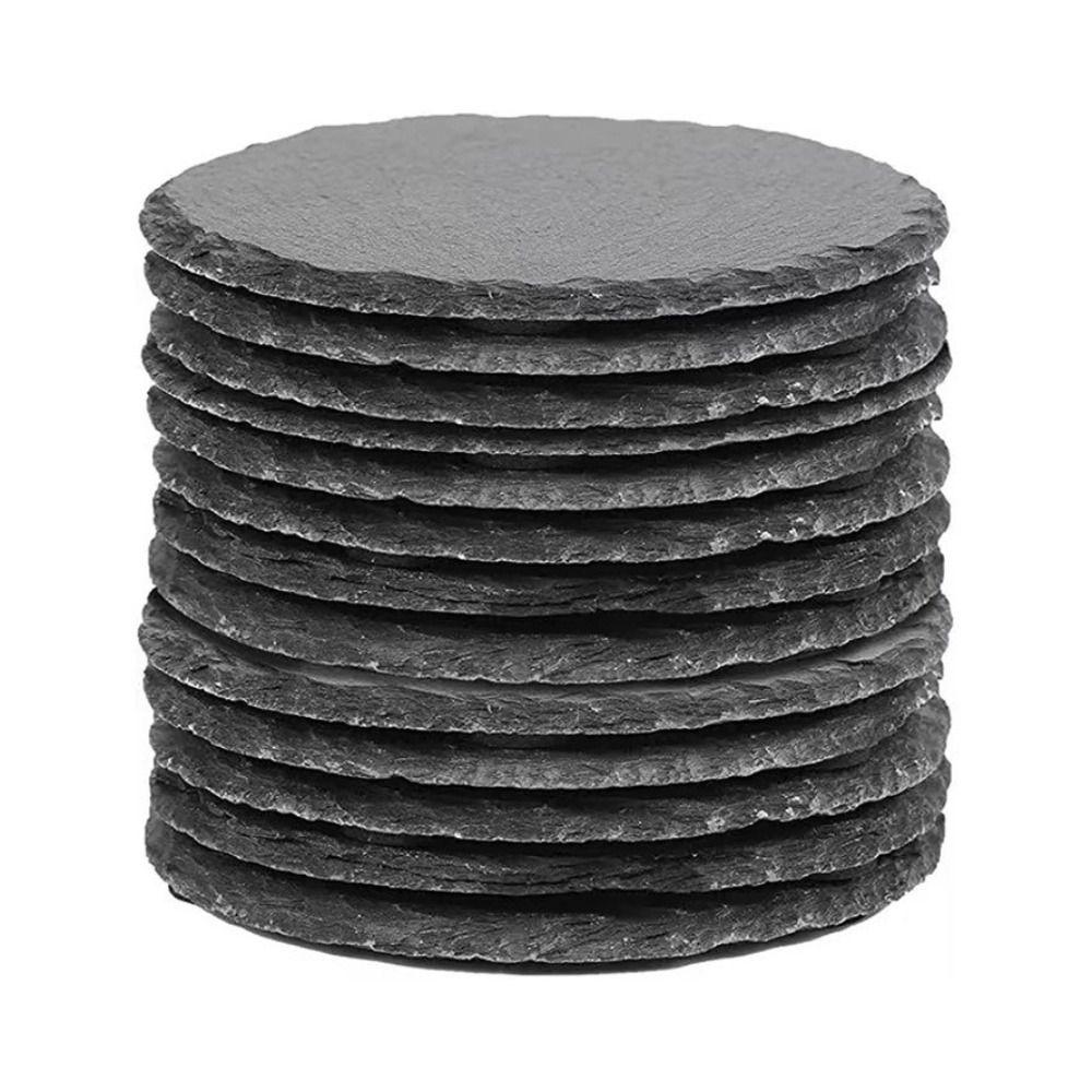 Natural Slate Stone Slab Natural Slate Coaster Heat Resistant Reusable Table Coaster Japanese Style Anti Slip Cup Rock Coaster
