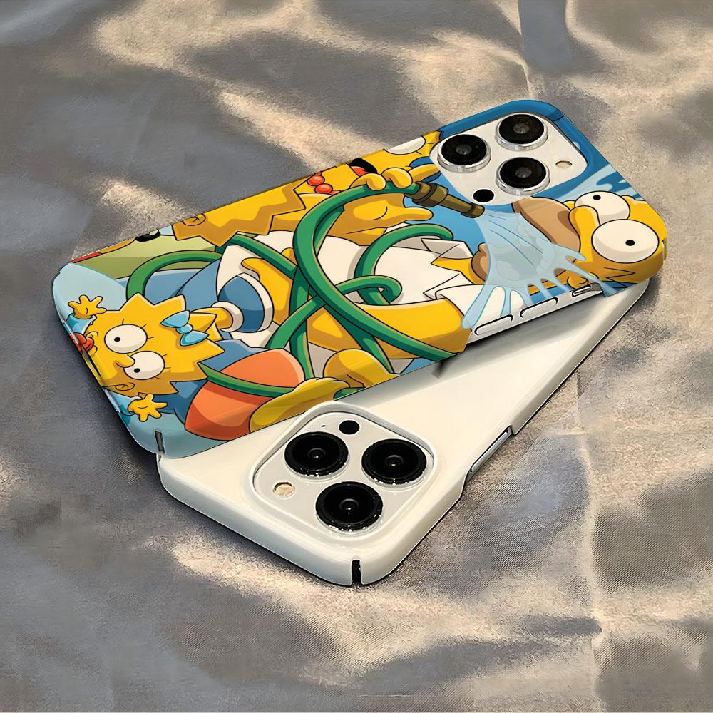 Disney Funny Cartoon Homer Simpson Family Phone Case Luxury For IPhone 16 15 14 13 12 11 Plus Pro Max Mini Glossy HD Hard Film S