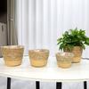 Straw Weaving Plant Pots Containers Hand Woven Plant Pots Cover Leak-Proof Garden Pots Container for Indoor Outdoor Garden
