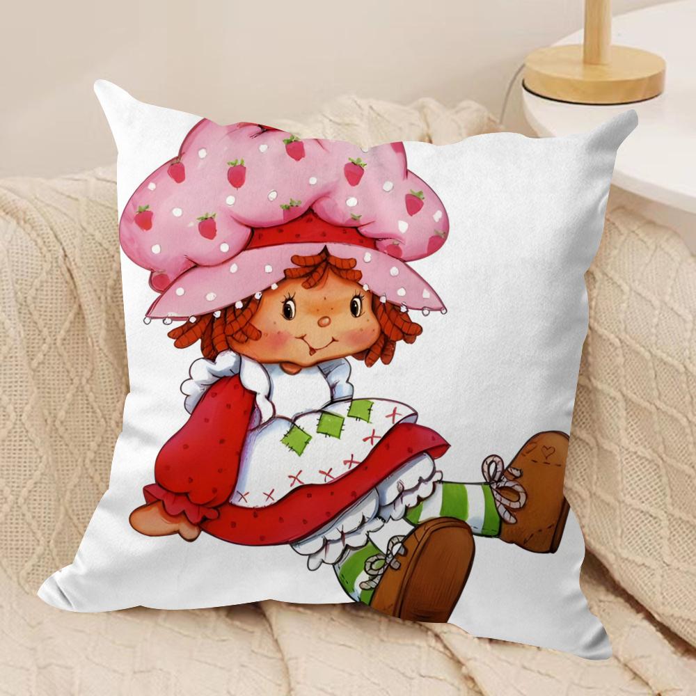 S-Stawberry Shortcake Cushion Cover Silky Short Plush Double-Sided Printed Pillow Case for Sofa All Seasons Home Decor Gift