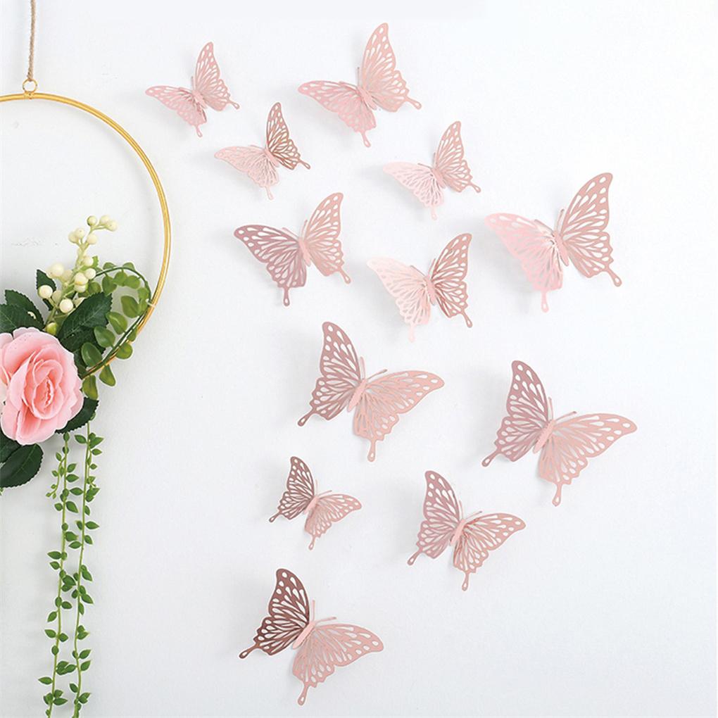 Lot de 12 autocollants muraux 3D en papier creux pour décoration de salon, de maison, de festival, de mariage, de fête