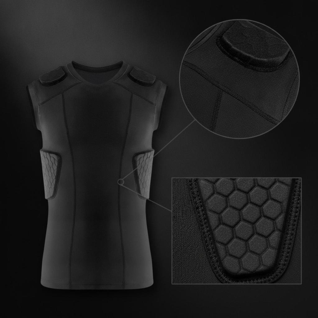 Sleeveless Padded Compression Vest Form-Fitting Safety Snug Shirt