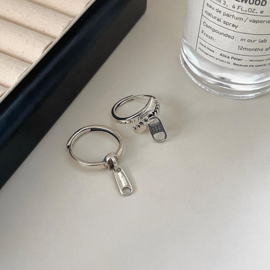 Korea S925 Sterling Silver Women's Vintage Open Band Ring - Simple, Light Luxury, Heavy Industry Design