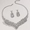New Chinese style retro alloy necklace earring set with sparkling crystal design, high-end clavicle chain for women