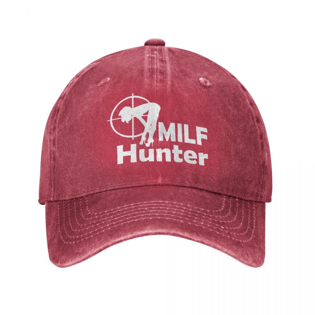 Milf Hunter Unisex Women Baseball Caps Distressed Cotton Hats Cap Classic Outdoor Activities Adjustable Fit Sun Cap