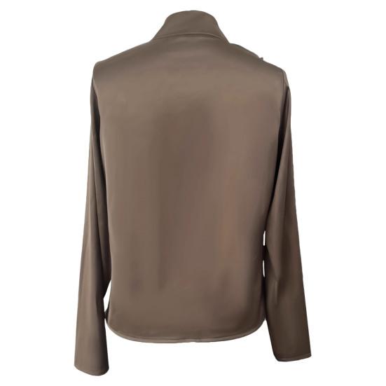 Damen Shirt V-Ausschnitt Langarm Plissee-Design Pullover Tops Einfarbig Lockere Passform Drei