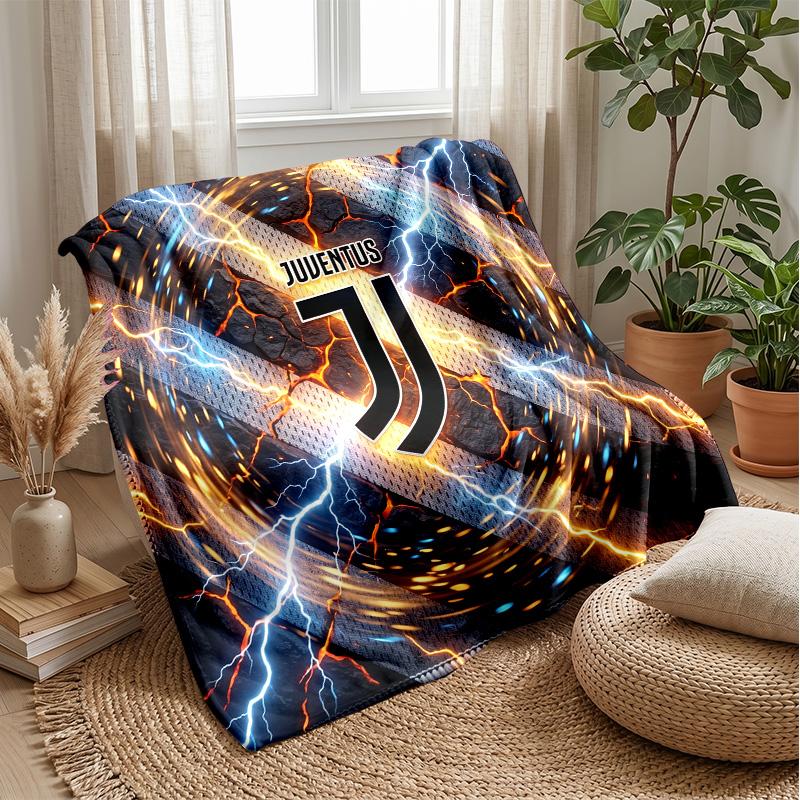 Juventus FC Theme Blanket Soft Flannel Blanket Plush Throw Blanket Cozy Sofa Bed Blanket for Home Decor