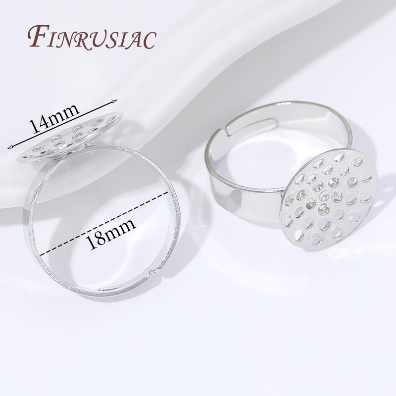 2/4/6pcs Adjustable 14K Gold Plated Open Ring Settings Blank Base Bezel Cabochons Rings For Jewelry Making DIY Finger Ring Blank