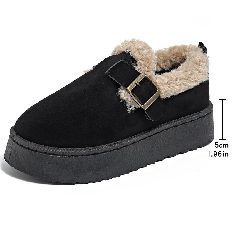 Fashion Buckle Thick Sole Thicken Plush Snow Boots Winter Warm Cotton Padded Shoe Women Plus Size Comfort Non Slip Platform Casual Boots