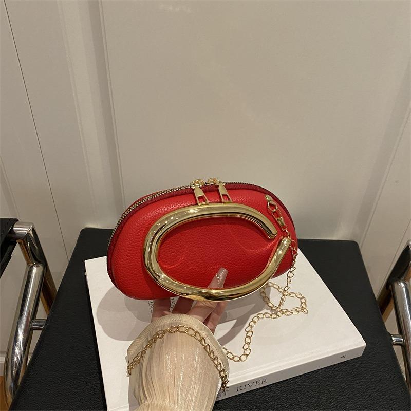 Crossbody Bag Metal Decorative Clutch Bag New Chain Box Shoulder Bag Women's Dinner Bag Women's