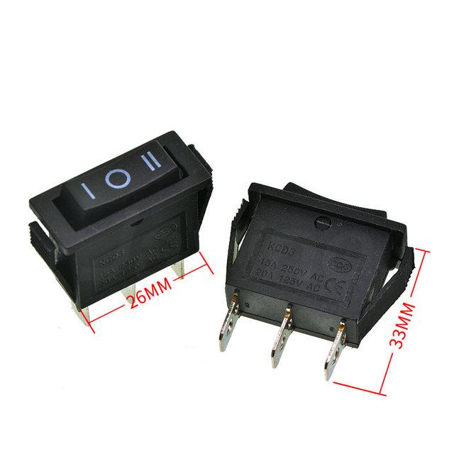 Stlxy KCD3 Rocker Switch ON-OFF 2 Position 3 Pin Electrical equipment With Light Power Switch 16A 250VAC/ 20A 125VAC