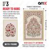 ArtX Paper Madhubani Floral Paintings with Frame for Home Decor Wall Art, Wall Paintings for Living Room, Multicolor, Natural Wood Color Frames