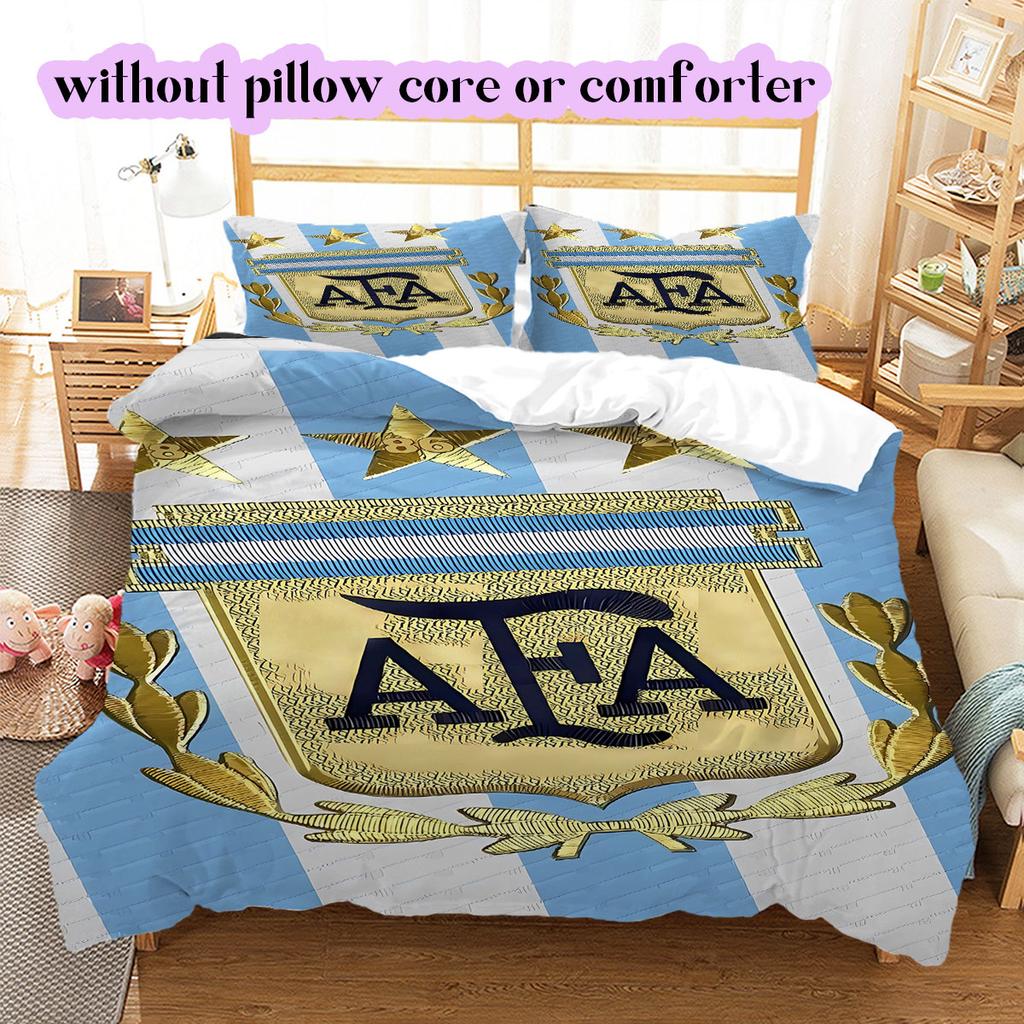 Biancheria da letto con motivo calcistico AFA, Set copripiumino Copripiumino Federa Regalo di Compleanno per la Casa (1*copripiumino+2*federe,senza imbottitura)