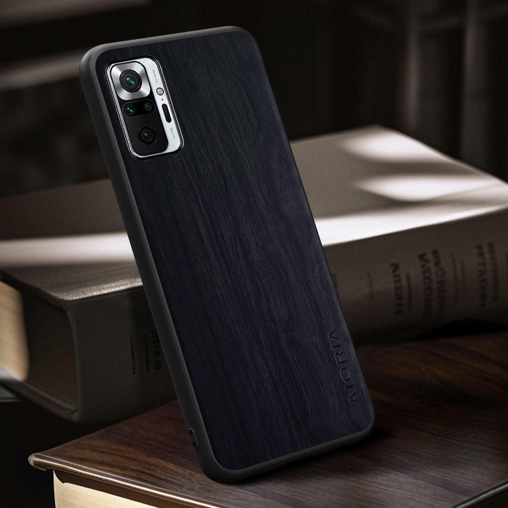 

Case for Redmi Note 10 Pro Max 10S funda bamboo wood pattern Four-corner Explosion-proof back cover Redmi Note 10 4G чёрный