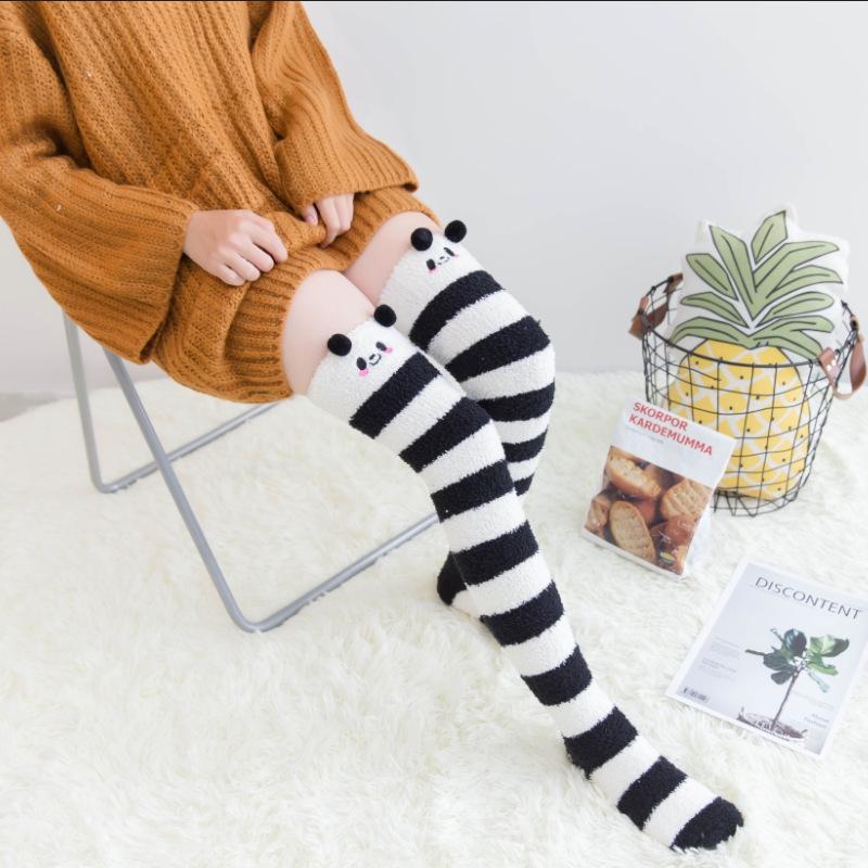 2020 Autumn/Winter Women's Coral Over-the-Knee Socks with Thickened Length and Cartoon Animal Patterns