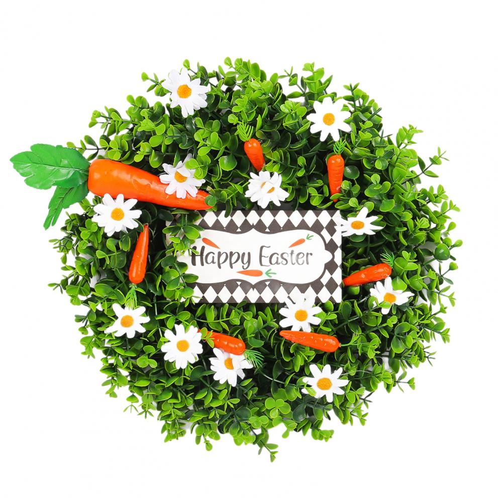 

Easter Wreath Spring Door Wreath Artificial Eucalyptus Wreath with Carrots Spring Summer Wildflower Door Decor Green Leaves