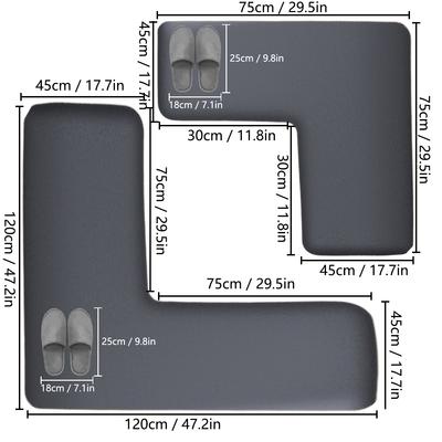 L-shaped Bathroom Absorbent Floor Mat Furry Flannel Shower Room Foot Mat Thick Sponge Non-slip Toilet Mat