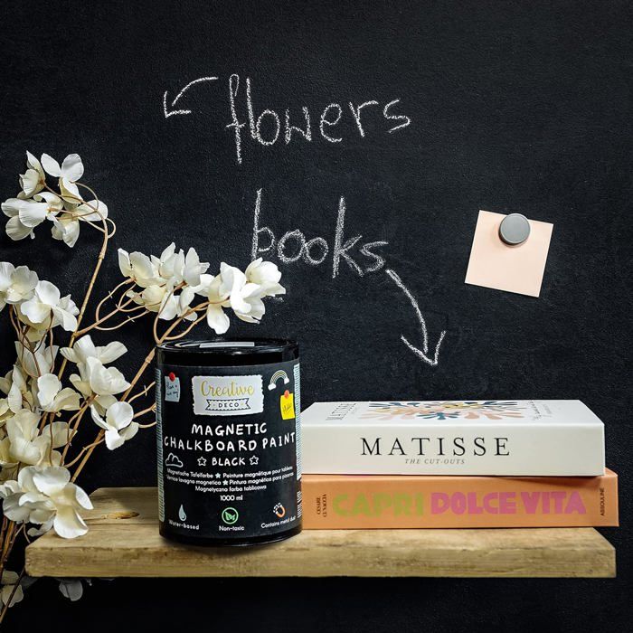 Peinture Ardoise Magnétique - Creative Deco - 1L - Noir - Efficacité 2m² - À Base d'Eau