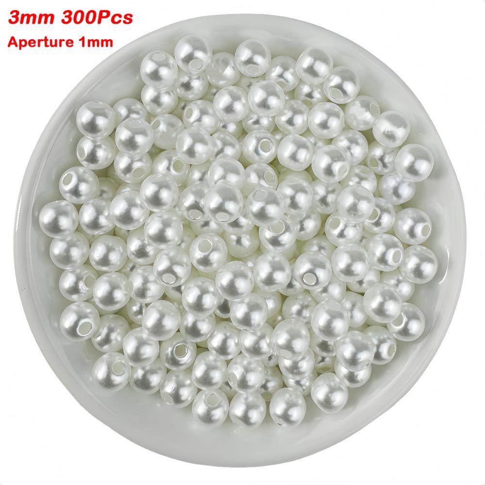20-300Pcs White 3-14mm Imitation Pearls High Gloss With Hole ABS Pearl Beads Round Shape Loose Pearl Beads Hairpin Accessory