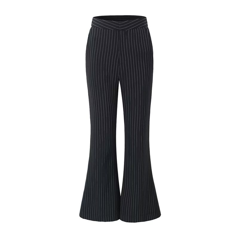 

Molecular Drag Sister Stripes Halterneck Vest Bell-Bottom Pants Suit Black Stripes Flared Pants S