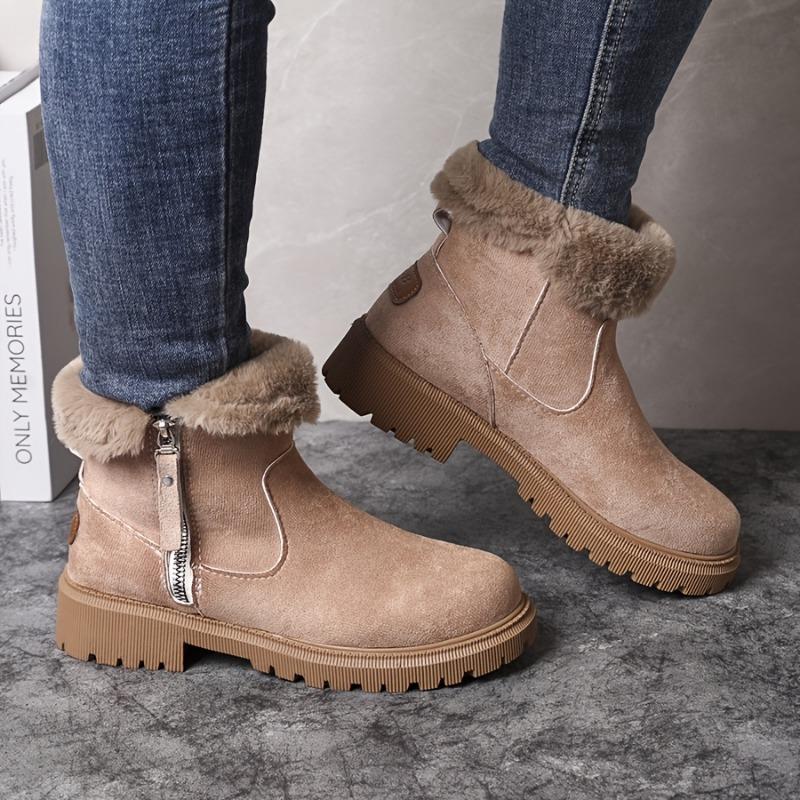 Women's Winter Furry Slip-Resistant Platform Sneakers/Boots - Thick Platform Height Increase