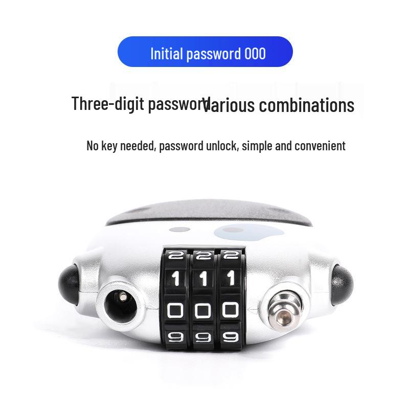 Anti-theft Cartoon Cow Combination Lock - Portable Motorcycle & Mountain Bike Helmet Retractable Steel Wire Lock