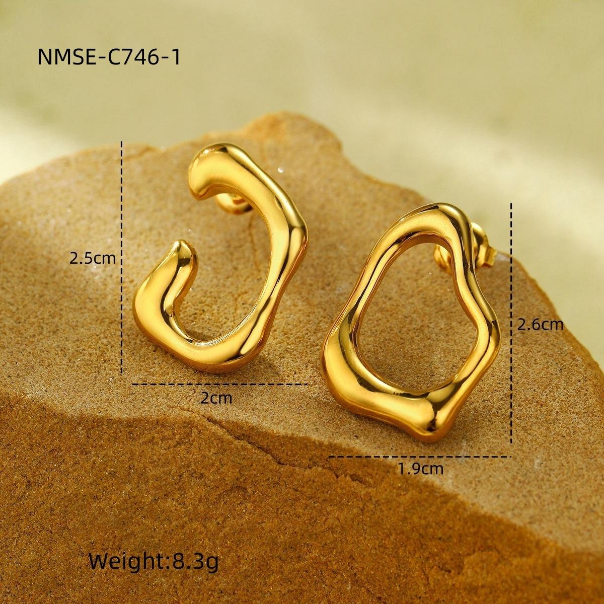 GEMCHIC Women s 18K Gold Titanium Steel C-Shaped Irregular Earrings Simple Fashion Stylish Luxury Daily Party