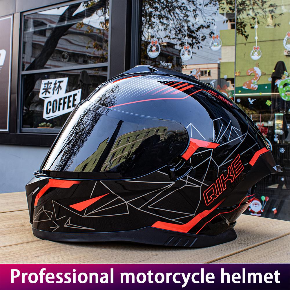 DOT ECE Certified Unisex Motorcycle Helmet Double Mirror Full Face Knight Helmet Racing Style Four Seasons Universal Double Helm