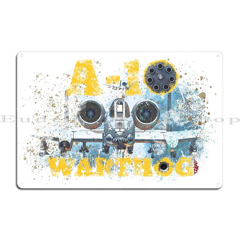 A-10 Warthog Design by Zane A10 Warthog Fairchild Thunderbolt USAF Fighter Aircraft Metal Create Living Room Pub Tin Sign Poster