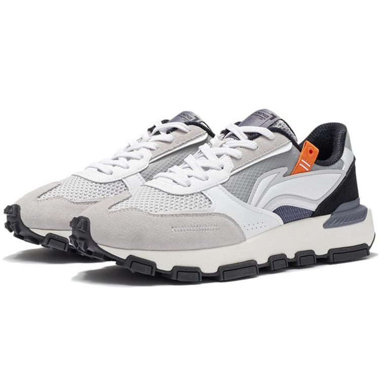 Li-Ning Classic Shock Absorption Low-Top Sports Casual Shoes Men Sneakers Gray White AGCS093-1