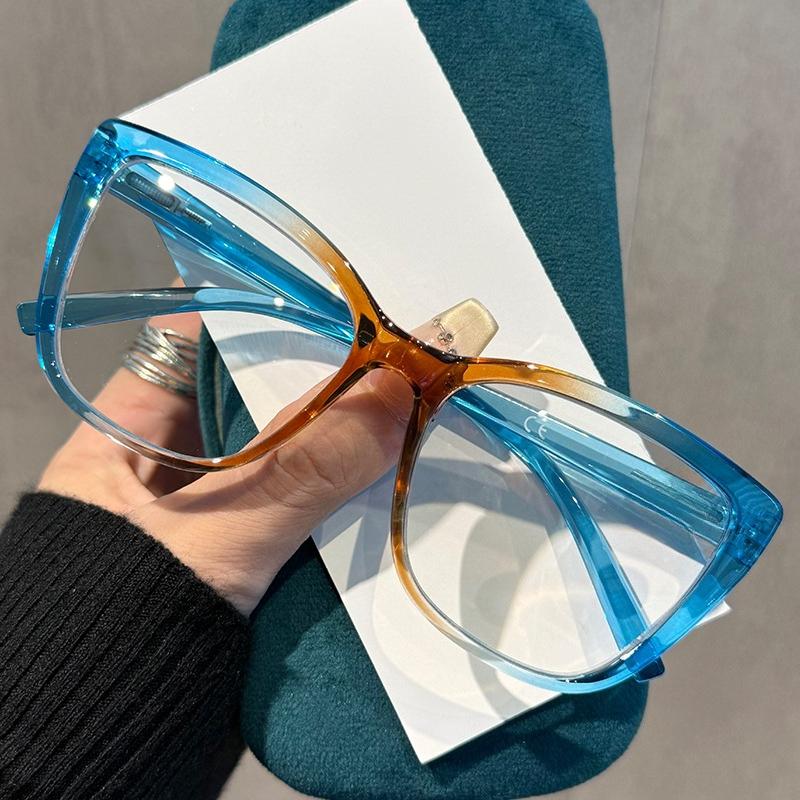 Fashion Cat-Eye Blue Light Blocking Reading Glasses Women's INS Style Large Frame Comfortable Spring Temples Presbyopia Glasses